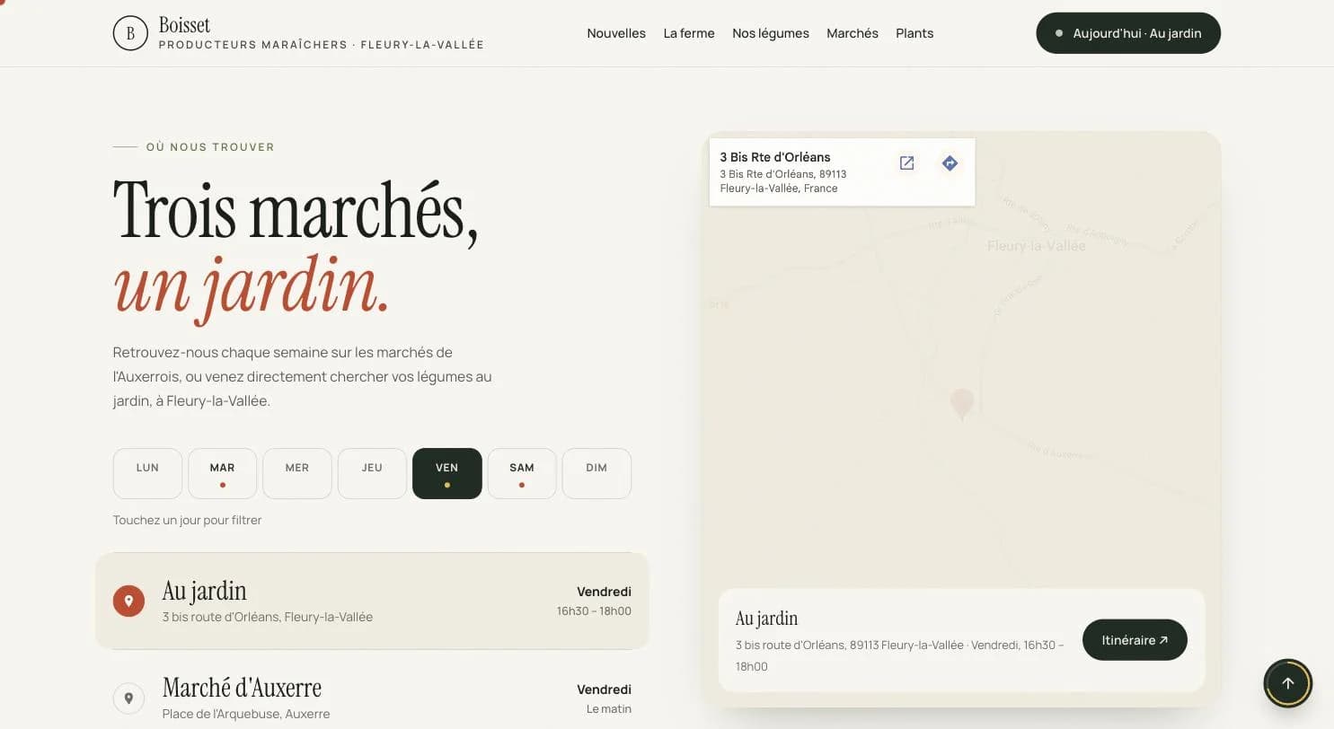 Capture d'écran 2 du site Boisset Maraîchers