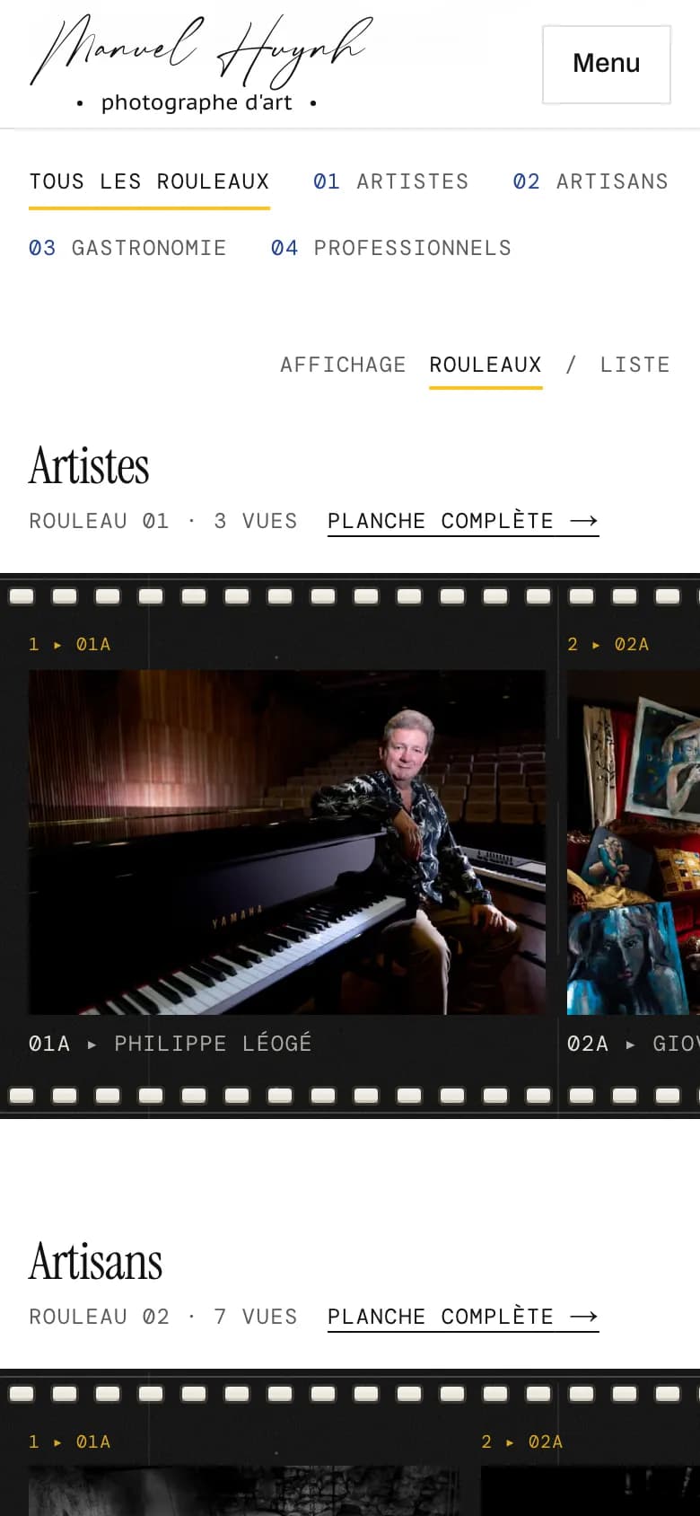 Version mobile 2 du site Manuel Huynh — Portraits Photo