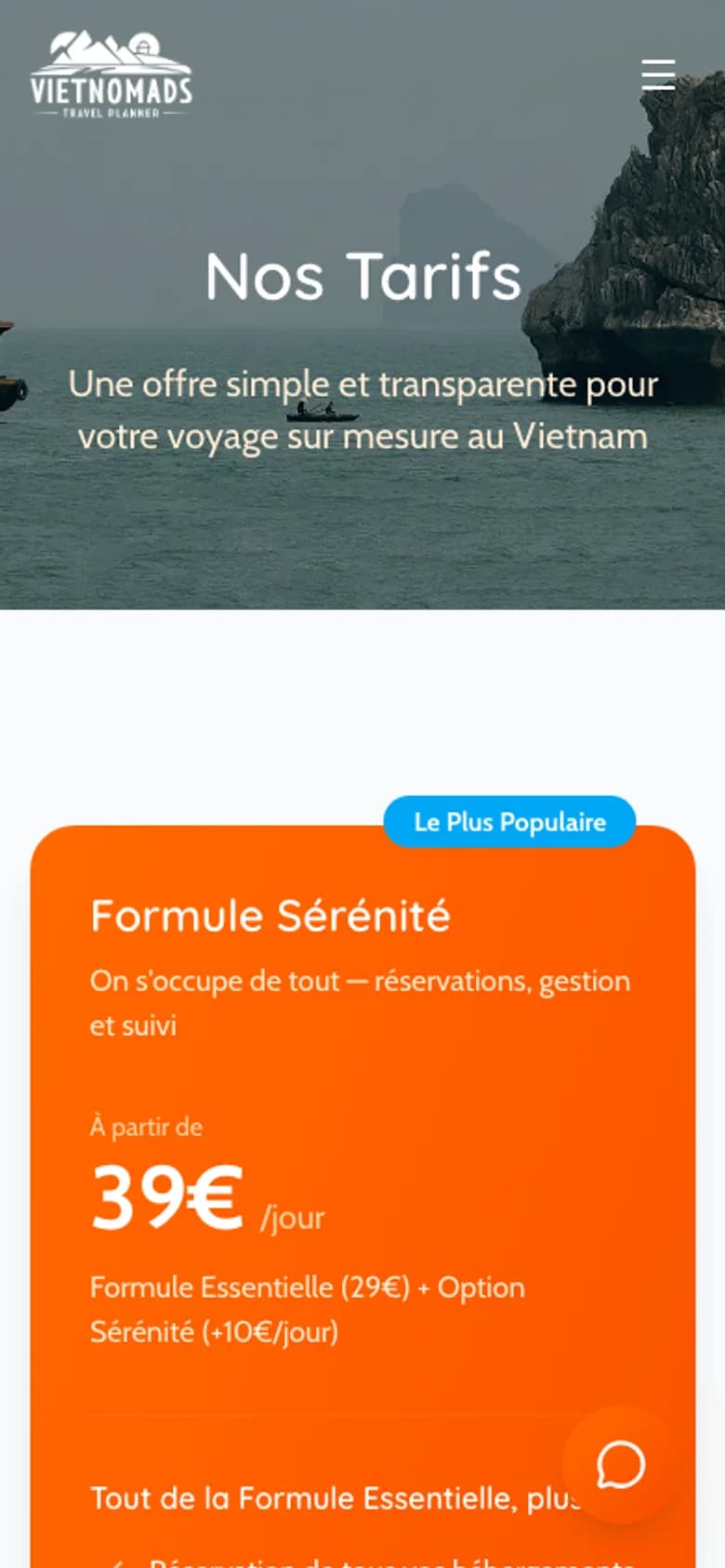 Version mobile du site VietNomads